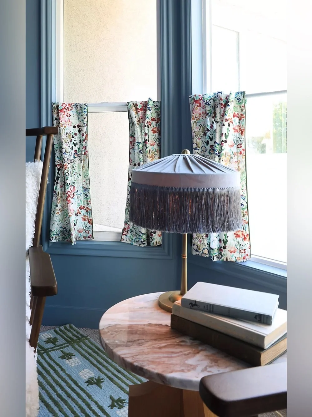 @nestingwithgrace Cotton Floral Printed Cafe Curtains, Set of 2